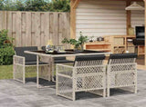 5 Piece Garden Dining Set with Cushions Light Grey Poly Rattan 3210719