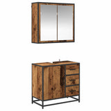 Bathroom Furniture Set with Door 2 pcs Old Wood Engineered Wood 3402320