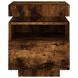 Bedside Cabinet with LED Lights Smoked Oak 40x39x48.5 cm 836792
