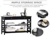 Console Table Side Desk w/ Shelves Drawers Open Top X Support Frame Living Room Hallway Home Office T3398P328323