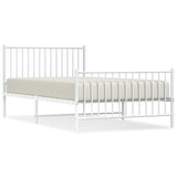 Metal Bed Frame without Mattress with Footboard White 107x203cm 350945