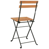 Folding Bistro Chair Set of 4 Brown Solid Teak Wood One Size 319980