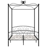 284476 Canopy Bed Frame without Mattress Black Metal 120x200 cm