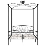 284477 Canopy Bed Frame without Mattress Black Metal 140x200 cm
