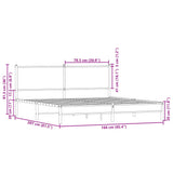 Metal Bed Frame without Mattress Smoked Oak 160x200 cm 4007835