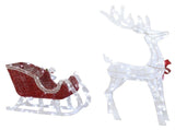 4ft Lighted Christmas Reindeer & Sleigh Outdoor Yard Decoration Set with LED Lights, Red & White 74771005