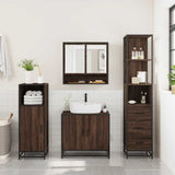 ZNTS 3 Piece Bathroom Furniture Set Brown Oak Engineered Wood 3301159