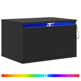 Wall-mounted Bedside Cabinet with LED Lights Black 836828