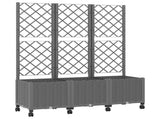 Garden Planter with Trellis&Wheels Light Grey 120 x 40 x 146 cm 3423059