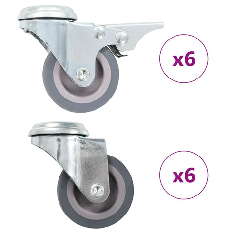 12 pcs Bolt Hole Swivel Casters 50 mm 277882