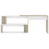 Corner Desk White and Sonoma Oak 200x50x76 cm Engineered Wood 801103