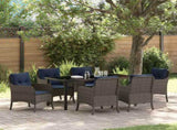 Garden Dining Set with Cushion 7 pcs Grey Poly Rattan 3380194