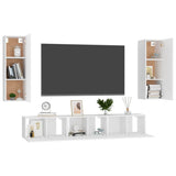 5 Piece TV Cabinet Set White Engineered Wood 3074454