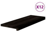 Stair Treads 12 pcs Brown Black 70x25x2 cm Solid Wood Oak 3283037