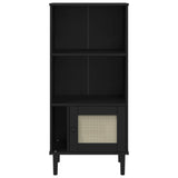 Bookcase SENJA Rattan Look Black 60x35x130 cm Solid Wood Pine 358060