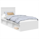 Bed Frame with Headboard White 90 x 190 cm Engineered wood 3407922