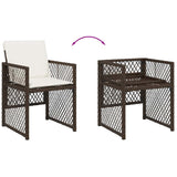 11 Piece Garden Dining Set with Cushions Brown Poly Rattan 3210753