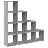 Room Divider Bookcase 4-Tier Grey Sonoma 131,5x29x131,5 cm Engineered Wood 857972