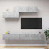 6 Piece TV Cabinet Set Concrete Grey Engineered Wood 3079150