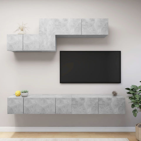 6 Piece TV Cabinet Set Concrete Grey Engineered Wood 3079150
