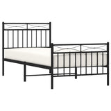 Metal Bed Frame without Mattress with Footboard Black 90x200cm 373702