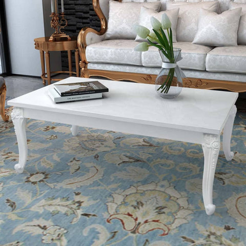 ZNTS Coffee Table 115x65x42 cm High Gloss White 243381