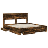 Bed Frame with Drawer Smoked Oak 180 x 200 cm Engineered Wood 3409962
