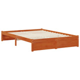 Bed Frame with Drawer with Storage Wax Brown Solid Pine Wood 3423809