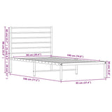 Metal Bed Frame without Mattress with Headboard White 90x190cm 352360