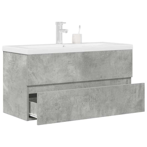 ZNTS 2 Piece Bathroom Furniture Set Concrete Grey Engineered Wood 3324916