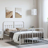 Metal Bed Frame without Mattress with Footboard White 150x200cm 352647