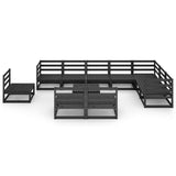 ZNTS 11 Piece Garden Lounge Set Black Solid Pinewood 3075803