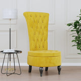High Back Chair Yellow Velvet Button Design 352469