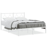 Metal Bed Frame without Mattress with Headboard White 140x200cm 376276