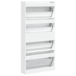 ZNTS Shoe Cabinet with 4 Flip-Drawers White 80x21x163.5 cm 3214364