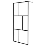 Walk-in Shower Wall with Tempered Glass Black 100x195 cm 149154