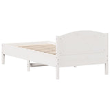 Bed Frame without Mattress White 75x190 cm Small Single Solid Wood Pine 842627