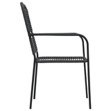 7 Piece Outdoor Dining Set Cotton Rope and Steel Black 48570