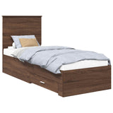 Bed Frame Brown Oak and Silver 70 x 190 cm Engineered Wood 3411374