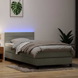 Box Spring Bed with Mattress&LED Light Grey 80x210 cm Velvet 3316953