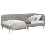Corner Bed Frame with Headboard Light Grey 90 x 190 cm Fabric 42016561