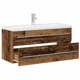 Bathroom Sink Cabinet with Drawer Wall-mounted 2 pcs Old Wood 3333130