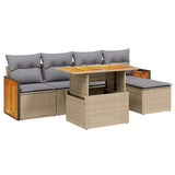 6 Piece Garden Sofa Set with Cushions Beige Poly Rattan 3273936