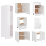 ZNTS 7 Piece Kitchen Cabinet Set High Gloss White Engineered Wood 3067636