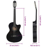 Western Classical Cutaway Guitar with Equalizer 6 Strings Black 70138