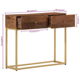 ZNTS Console Table 90x30x76 cm Solid Wood Mango and Iron 371998