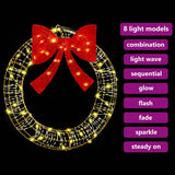 Wreath with 60 LEDs Warm white 76 x 76 x 8 cm PET 42019136