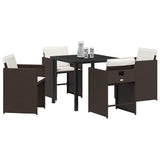 Garden Dining Set with Cushion 5 pcs Brown Poly Rattan 3379984
