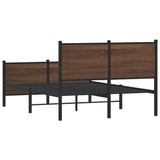 Metal Bed Frame without Mattress Brown Oak 137x190 cm 4007782