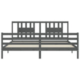 Bed Frame without Mattress Grey 200x200 cm Solid Wood 3194593